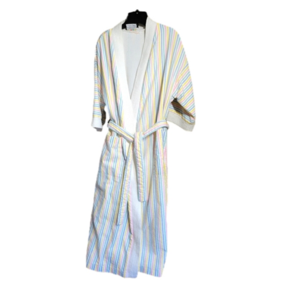 Mr. Robert Vintage terrycloth pastel stripped robe fits small- large imo